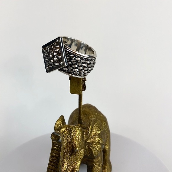 Vintage Suarti BA Sterling Silver Basketweave Dome Ring Wide Band Size 7 1980's - Picture 3 of 16